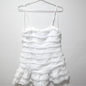 White Ruffle Tiered Spaghetti Strap Top